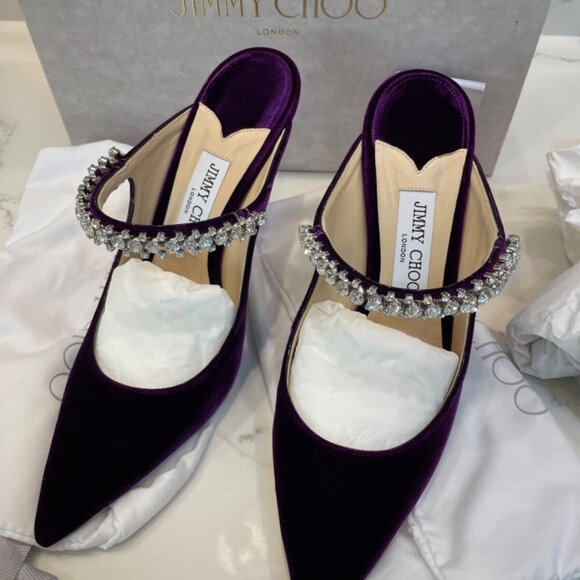 Jimmy Choo Bing 100 Crystal-Embellished Mules - Picture 2 of 12